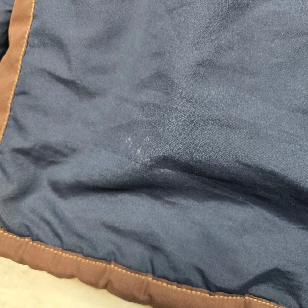 OshKosh B'gosh Sherpa Lined‎ Hooded Winter Jacket Boys Size 4 Navy Blue Patches